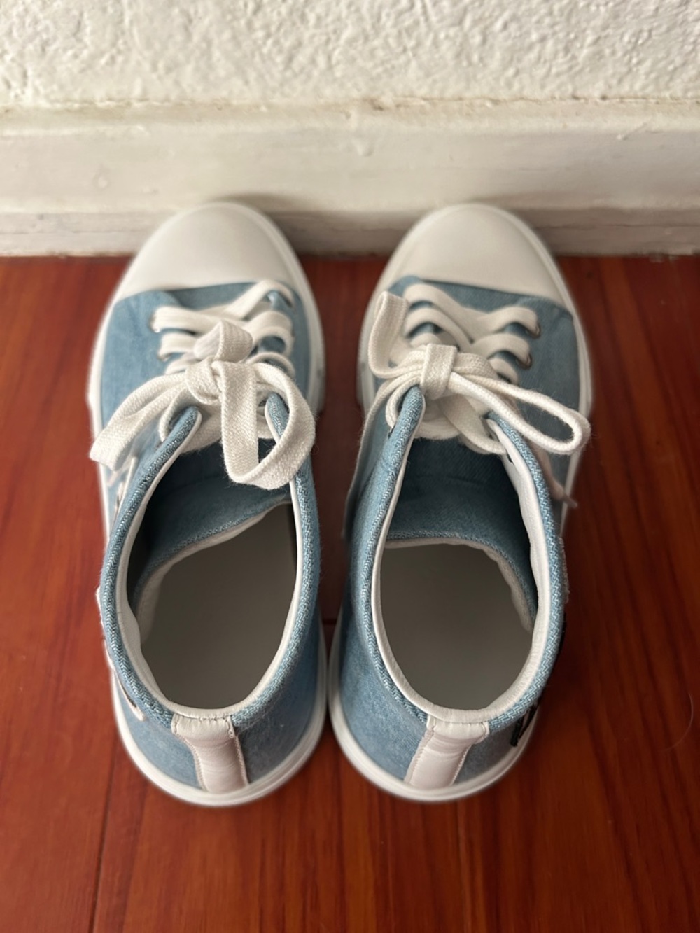 Hermes Denim Blue and White High-Top Sneakers - Picture 6 of 8